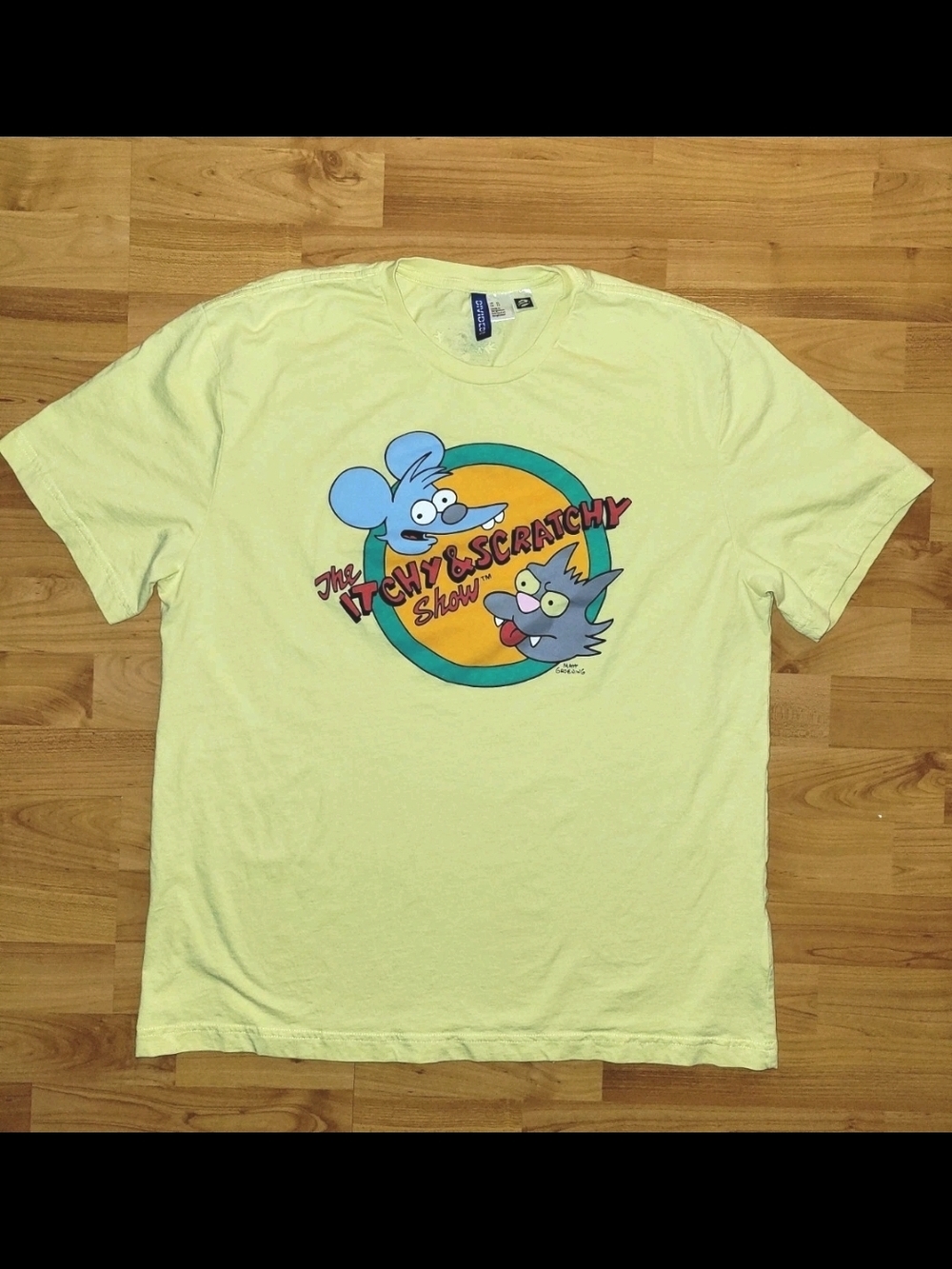 The Simpsons The Itchy & Scratchy Show Yellow T-Shirt, XL